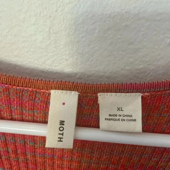 Anthropologie Moth short sleeve top scoop neckline striped orange blouse - Picture 6 of 6